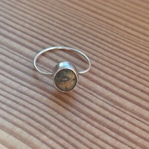 Artisan ring sterling silver and carved unakite scarab for rebirth/ renewal sz 4